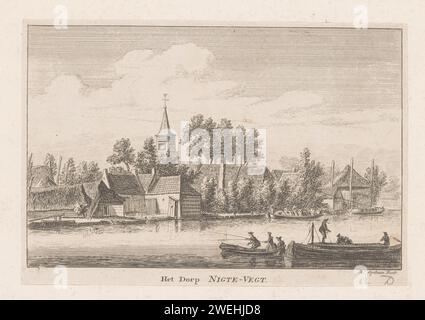 Blick auf Nigtevecht, Hendrik Spilman, 1742 - 1784 Druckpapierätzkirche (außen). fluss. Angeln Nigtevecht Stockfoto