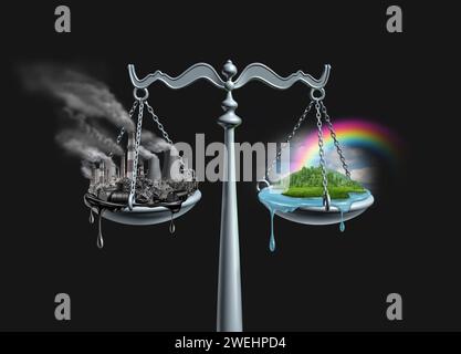 Nachhaltigkeit und nachhaltige Klimaverantwortung und ökologisches Gleichgewicht als umweltfreundliches Symbol für erneuerbare Energien und Umweltschutz Stockfoto