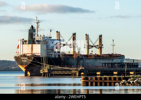 Das verhaftete Drogenschiff "M/V Matthew" liegt in Marino Point, Co. Cork, Irland. Stockfoto