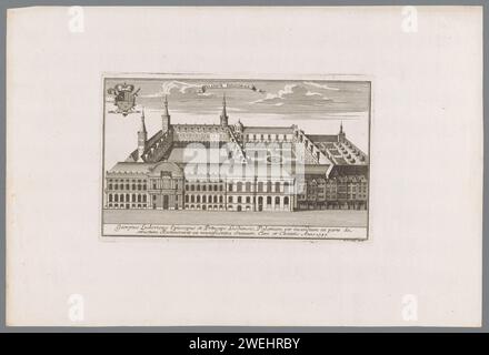 Blick auf den Palast der Fürstbischöfe in Lüttich, Anonym, nach Remakle Leloup, 1738 - 1744 Druckpapier Gravur Palast Lüttich Stockfoto