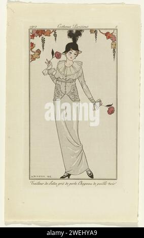 Journal der Damen und Mode, 1912, Pariser Kostüme, nein 8, George Barbier, 1912 Papiergravur Modeteller Stockfoto