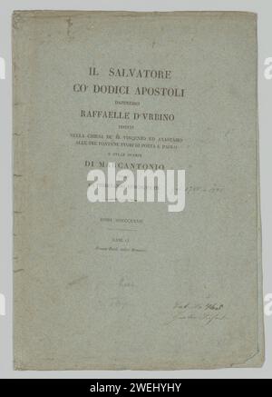 Cover für eine Serie von Christus und den zwölf Aposteln, Ferdinand Recheweyh, nach Rafaël, nach Marcantonio Raimondi, 1827 Druckpapier Buchdruck der zwölf Apostel (als Gruppe), meist mit Büchern oder Schriftrollen (nicht im biblischen Kontext) Stockfoto