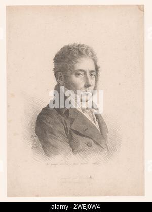 Portret van Marie Philippe Coupin de la Couterie, 1816 Porträt der französischen Druckkünstlerin Marie Philippe Coupin de la Couperie, drei Viertel rechts. Mit einheitlicher Unterschrift in lateinischer Sprache. Papiergrafiker. Historische Personen Stockfoto