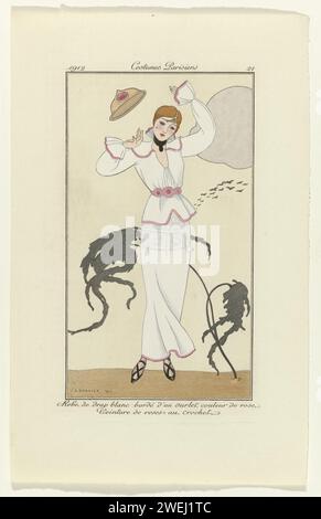 Journal der Damen und Mode, 1912, Pariser Kostüme, nein 21: Weißes Kleid (...), George Barbier, 1912 Papiergravur Modeteller Stockfoto