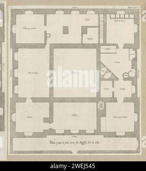 Karte des Erdgeschosses der Villa Grimaldi in Genua, 1622 Druck dieser Druck ist Teil eines Albums. Papier Gravur Plan  Architektur. Hôtel, d.h. kleiner Palast in der Stadt - AA - Bürgerarchitektur: In der Villa Grimaldi Stockfoto