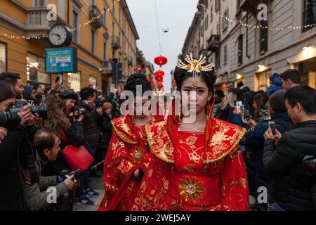 Mailand Italien - 02 05 2018 - Chinesisches Neujahr 2018, im chinesischen Viertel, Jahr des Hundes in der Via Paolo Sarpi Stockfoto