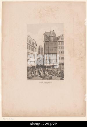 Blick auf das Haus großer Engel in Frankfurt am Main, Theophil Beck, nach Karl Theodor Reiffenstein, 1843–1903 Druckpapierätzfassade (Haus oder Gebäude). Kirche (außen). Market Home Van Frankfurt Stockfoto