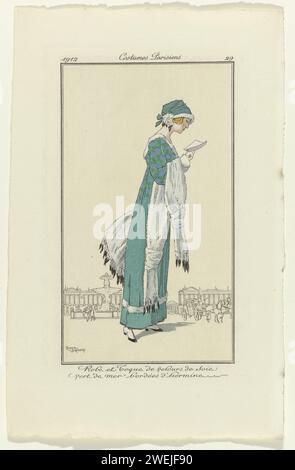 Journal der Damen und Mode, 1912, Pariser Kostüme, nein 29: Kleid aus Samt (...), Anonym, 1912 Papiergravur auf Modetafeln Stockfoto