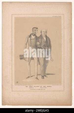 Cartoon on English Inland Politics, John Doyle, 1845 Print Cartoon from 1845 on English Inland Politics. Zwei Herren wie die Säulen der Kirche. Veröffentlicht als Nr. 832 in der Serie HB Sketches. Papierpolitische Karikaturen und Satiren Stockfoto