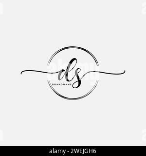 DS Initial Handschriftenlogo mit Kreis Stock Vektor