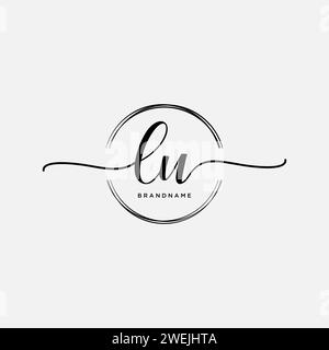 LU erstes Handschriftenlogo mit Kreis Stock Vektor
