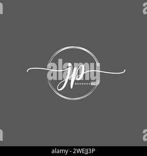 JP Initial Handschriftenlogo mit Kreis Stock Vektor