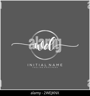 WD Initial Handschriftenlogo mit Kreis Stock Vektor
