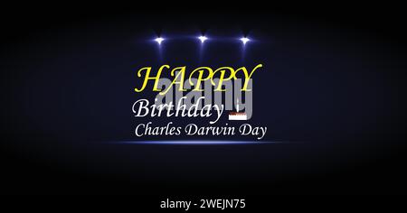 HAPPY Birthday Charles Darwin Hintergrundbilder und Hintergründe, die Sie herunterladen und auf Ihrem Smartphone, Tablet oder Computer verwenden können. Stock Vektor