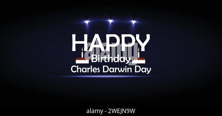 HAPPY Birthday Charles Darwin Hintergrundbilder und Hintergründe, die Sie herunterladen und auf Ihrem Smartphone, Tablet oder Computer verwenden können. Stock Vektor