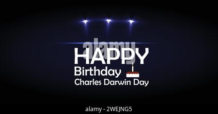 HAPPY Birthday Charles Darwin Hintergrundbilder und Hintergründe, die Sie herunterladen und auf Ihrem Smartphone, Tablet oder Computer verwenden können. Stock Vektor