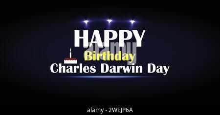 HAPPY Birthday Charles Darwin Hintergrundbilder und Hintergründe, die Sie herunterladen und auf Ihrem Smartphone, Tablet oder Computer verwenden können. Stock Vektor