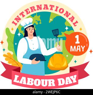 Internationale Labor Day Vektor Illustration am 1. Mai mit verschiedenen Berufen und vielen Dank an alle Arbeiter für Ihre harte Arbeit in flachem Hintergrund Stock Vektor