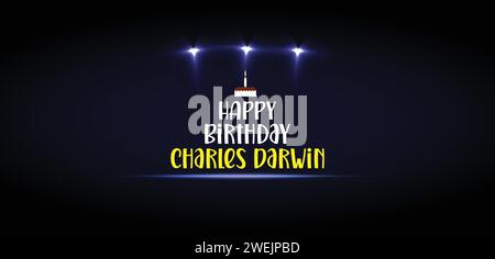 HAPPY Birthday Charles Darwin Hintergrundbilder und Hintergründe, die Sie herunterladen und auf Ihrem Smartphone, Tablet oder Computer verwenden können. Stock Vektor