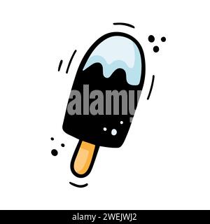 Illustration Eis. Handgezeichnetes Eis. Fastfood-Illustration im Doodle-Stil. Skizze von Eis. Buntes Eis mit Filzstift gezeichnet. Vektorabbildung Stock Vektor