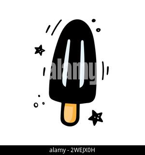 Illustration Eis. Handgezeichnetes Eis. Fastfood-Illustration im Doodle-Stil. Skizze von Eis. Buntes Eis mit Filzstift gezeichnet. Vektorabbildung Stock Vektor