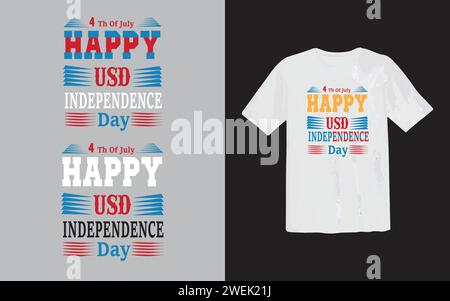 Happy Independence Day T-Shirt-Design. Kreatives neues Design. Trendige Typografie T-Shirt-Vorlage. Vektordruck-on-Demand-Design. Bestes T-Shirt. Stock Vektor