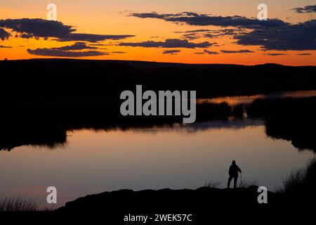 Lyle See Sonnenuntergang, sickern Seen - Columbia Basin Wildlife, Washington Stockfoto