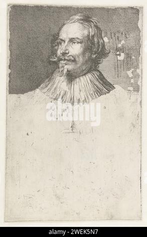 Porträt von Paul de Vos, Anthony Van Dyck, 1630–1632 Druckpapier Gravur Porträt, Selbstporträt des Malers Stockfoto