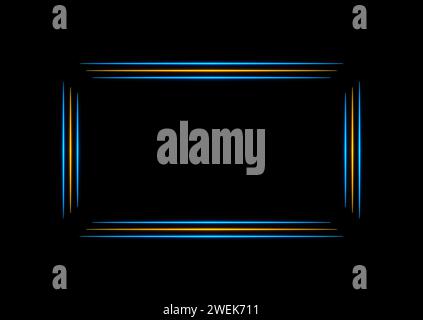 Abstrakter blauer orangefarbener Rechteckrahmen abstrakter Hintergrund. Vektordesign Stock Vektor
