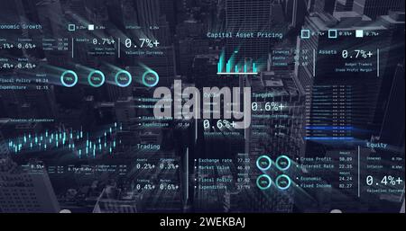 Bild der Verarbeitung finanzieller Daten über dem Stadtbild Stockfoto