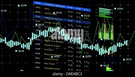 Bild der Verarbeitung von Finanzdaten auf Bildschirmen Stockfoto