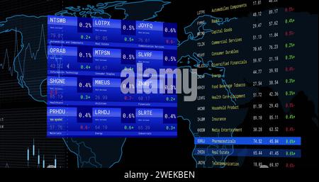 Bild der Verarbeitung von Finanzdaten auf Bildschirmen Stockfoto