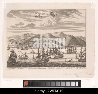 Ansicht der niederländischen Flotte unter Michiel de Ruyter für die Stadt Algier, 1662, Bastiaen Stopendael, 1687 Print Ansicht Algiers mit der Staatsflotte unter Admiral Michiel de Ruyter zum Anker bei der Stadt zur Zeit der Friedensverhandlungen, 16. November 1662. Rechts oben markiert: S. 254. In der Bildunterschrift de Legenda 1-11 und A-M. Papiergravur mit Stadtblick und Landschaft mit künstlichen Konstruktionen. Schiffe (im Allgemeinen) - CC - mehr als ein Schiff Algier Stockfoto