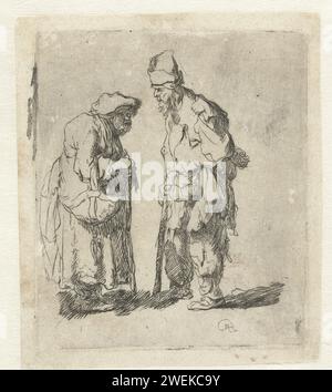 Bettler Mann und Bettler Frau unterhielten sich, Anonym, Rembrandt van Rijn, nachdem 1630 Druckpapierätzungen begonnen haben Stockfoto