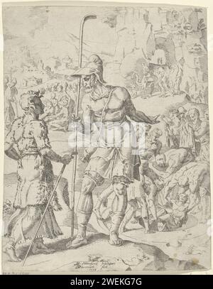 Jozef erkundigt sich nach seinen Brüdern Dirck Volckertsz. Coornhert, nach Maarten van Heemskerck, 1550 Druck Joseph fragt einen Hirten, wo seine Brüder sind. Der Hirte zeigt ihm den Weg. Im Hintergrund wird der Junge in einen Brunnen geworfen. In der Ferne die Karawane, die Joseph kaufen und nach Ägypten bringen wird. Der Abdruck ist Teil einer Serie über die Geschichte Josephs. Joseph trifft auf einen Mann, der ihm mitteilt, dass seine Brüder nach Dothan gegangen sind. Joseph wird in eine Grube geworfen (meist als Brunnen oder Zisterne dargestellt). Während Josephs Brüder essen, ist eine Karawane von Ismaeliten (Midianiten) Stockfoto