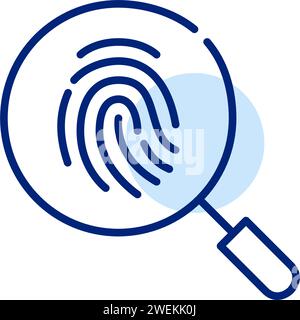 Fingerabdruckanalyse. Strafverfolgungstechnik. Pixelperfekter, bearbeitbarer Kontur Stock Vektor