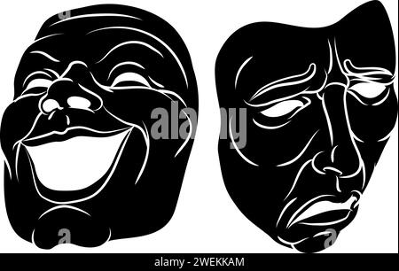 Theater Oder Theater Drama Komödie Und Tragödie Masken Stock Vektor
