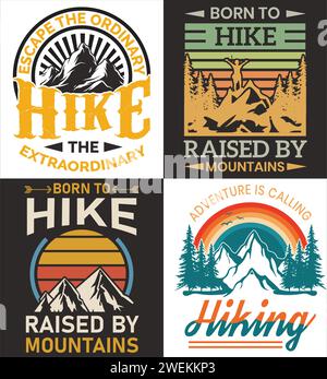 Wandern Outdoor T-Shirt Design, Wandern T-Shirt Stock Vektor