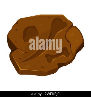 Set Dinosaurier Fossil, Pfotendruck, Reptilienfußweg im Cartoon-Stil isoliert auf weißem Hintergrund. Archäologische und paläontologische Funde. Vektorabbildung Stock Vektor