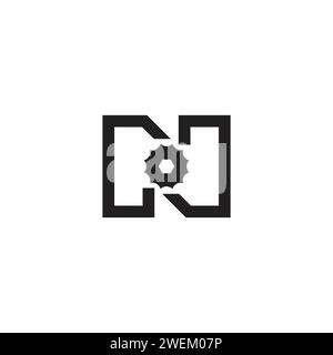 Buchstabe n Logo-Vektor des Maschinenmotorgetriebes Stock Vektor