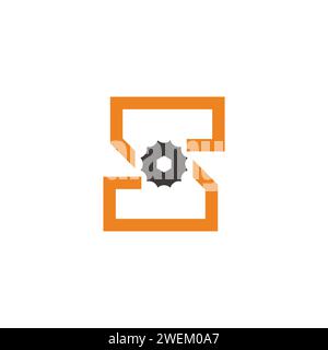 Buchstabe s Logo-Vektor des Maschinenmotorgetriebes Stock Vektor