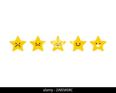 Die Sterne sind glücklich und traurig. Symbol für Sternbewertung. Stock Vektor