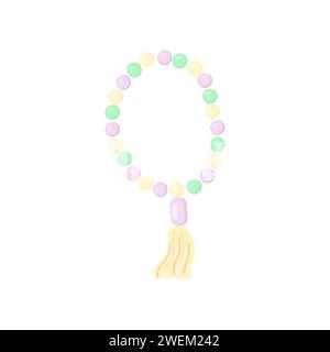 Meditation Rosenkranz, pastellfarbene Cartoon-Art, isoliert auf weißem Hintergrund Stock Vektor