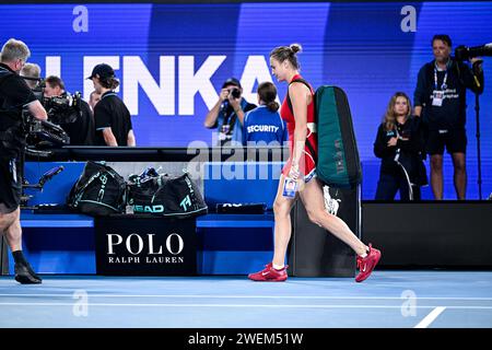 Melbourne, Australie. Januar 2024. Aryna Sabalenka während des Australian Open AO 2024 Grand Slam Tennis Turniers am 25. Januar 2024 im Melbourne Park, Australien. Foto Victor Joly/DPPI Credit: DPPI Media/Alamy Live News Stockfoto