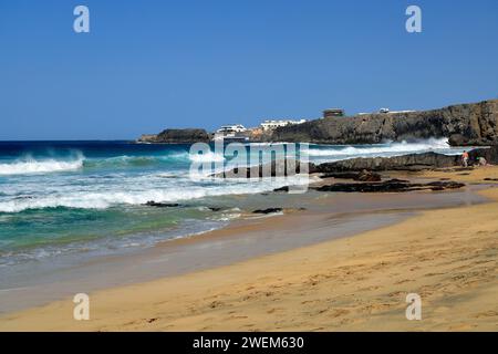 Playa Piedra Surfstrand, El Cotillo, Fuerteventura, Kanarische Inseln, Spanien. Stockfoto