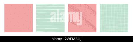 Einfache geometrische Hand gezeichnete unregelmäßige Muster. Niedliche farbige Doodle karierte einfache Zeichnung mit Texturen, Linien, Punkten und Squiggles. Quadratisches Poster Stock Vektor