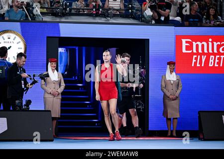 Paris, Frankreich. Januar 2024. Aryna Sabalenka während des Australian Open AO 2024 Grand Slam Tennis Turniers am 25. Januar 2024 im Melbourne Park, Australien. Quelle: Victor Joly/Alamy Live News Stockfoto