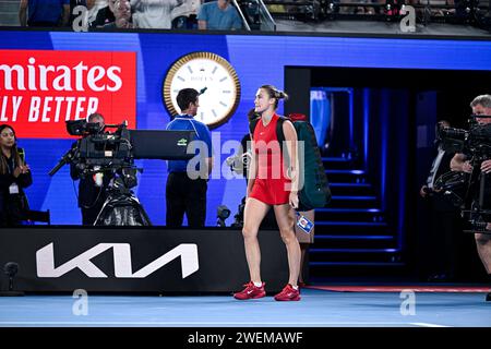 Paris, Frankreich. Januar 2024. Aryna Sabalenka während des Australian Open AO 2024 Grand Slam Tennis Turniers am 25. Januar 2024 im Melbourne Park, Australien. Quelle: Victor Joly/Alamy Live News Stockfoto