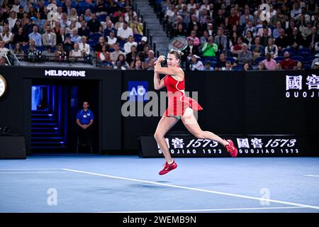 Melbourne, Australie. Januar 2024. Aryna Sabalenka während des Australian Open AO 2024 Grand Slam Tennis Turniers am 25. Januar 2024 im Melbourne Park, Australien. Foto Victor Joly/DPPI Credit: DPPI Media/Alamy Live News Stockfoto