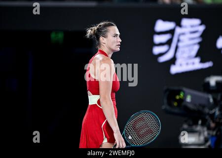 Melbourne, Australie. Januar 2024. Aryna Sabalenka während des Australian Open AO 2024 Grand Slam Tennis Turniers am 25. Januar 2024 im Melbourne Park, Australien. Foto Victor Joly/DPPI Credit: DPPI Media/Alamy Live News Stockfoto